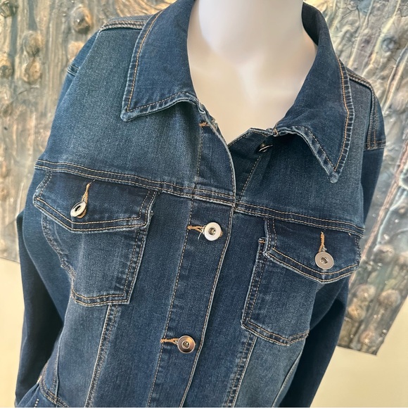 Marbella Lg Dark Blue Denim Jacket with Gold Embroidery and Sequin NWOT - Picture 6 of 14
